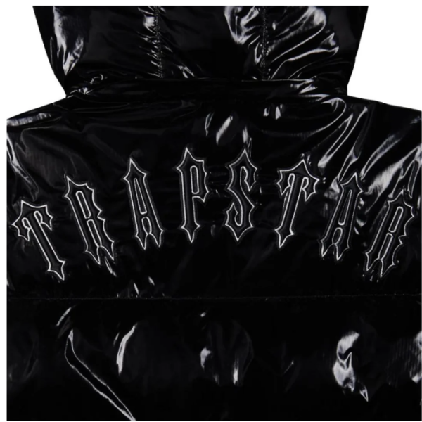 Trapstar Irongate Arch Detachable Hooded Puffer Jacket - Shiny Black - Image 3