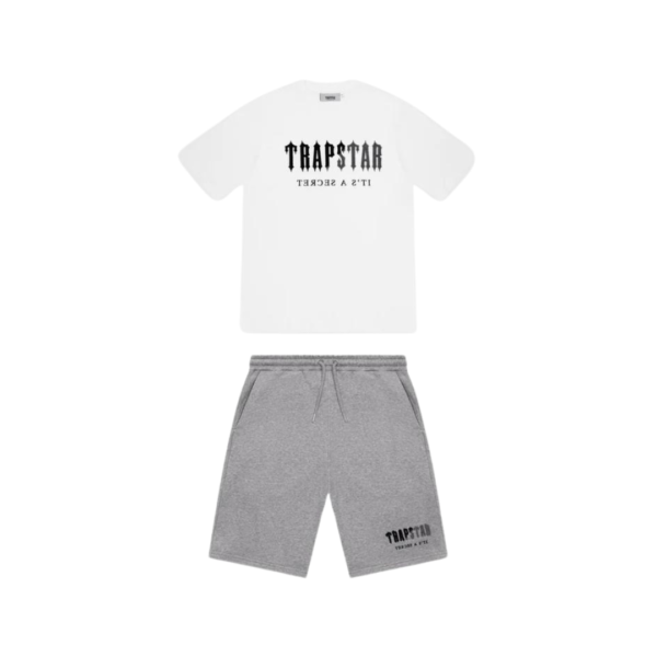 Trapstar Chenille Decoded Short Set - White Grey