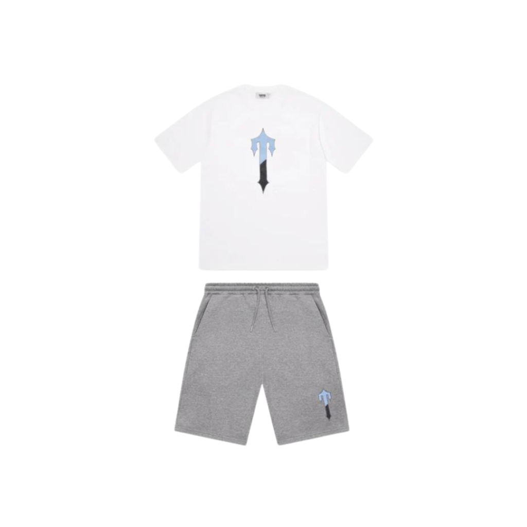 Trapstar Irongate T T-Shirt & Short Set - White Grey Blue
