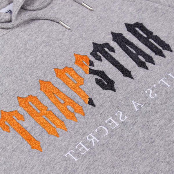 Trapstar Chenille Decoded Hooded Tracksuit - Grey Orange - Image 4