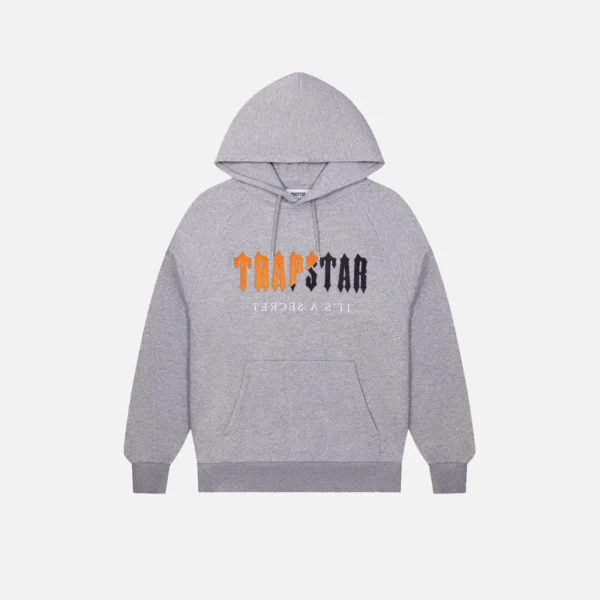 Trapstar Chenille Decoded Hooded Tracksuit - Grey Orange - Image 2