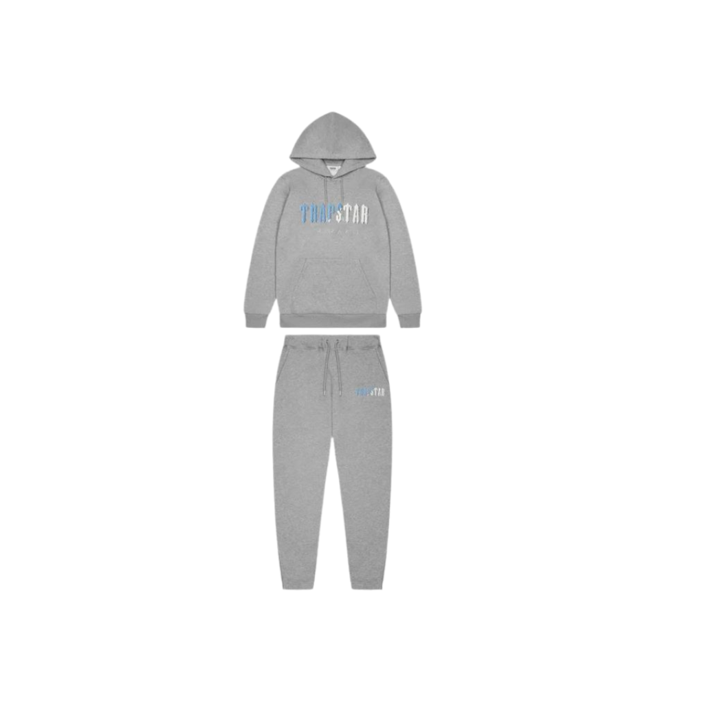 Trapstar Chenille Decoded Hooded Tracksuit - Grey Ice