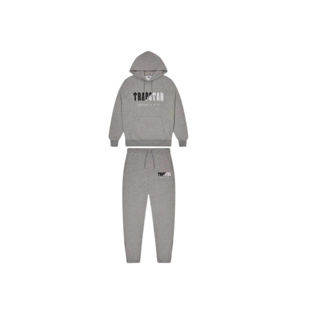 Trapstar Chenille Decoded Hooded Tracksuit - Grey Black