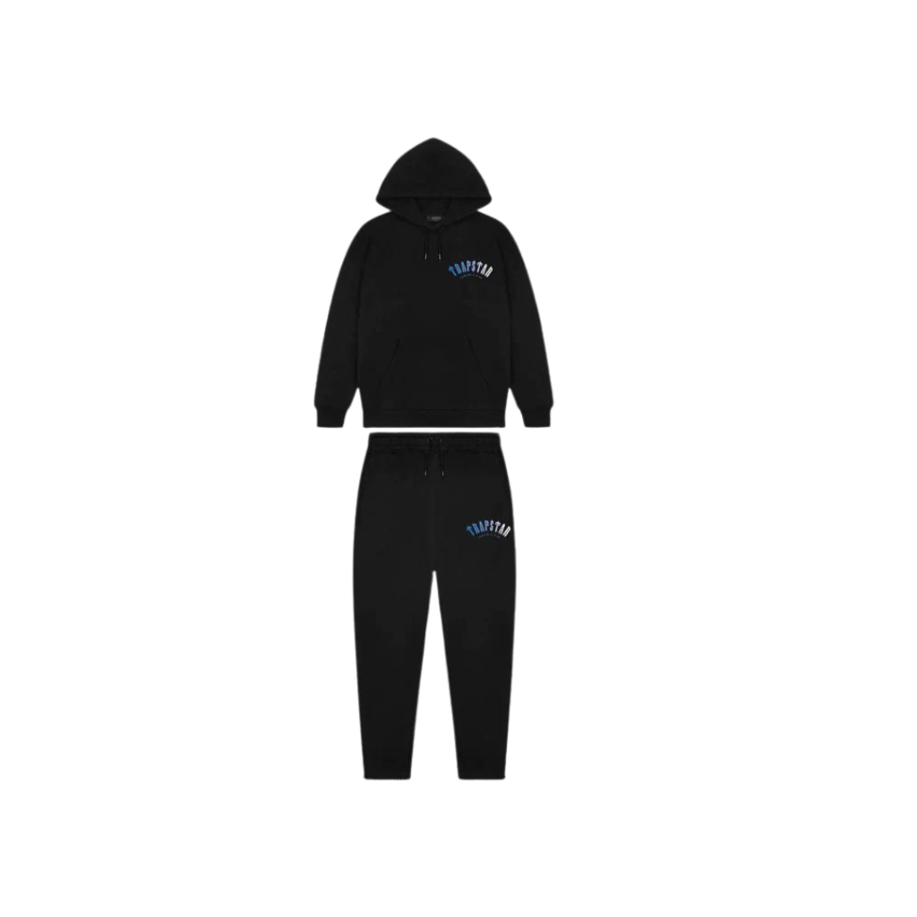 Trapstar Irongate Arch Fade Hooded Tracksuit - Black Blue
