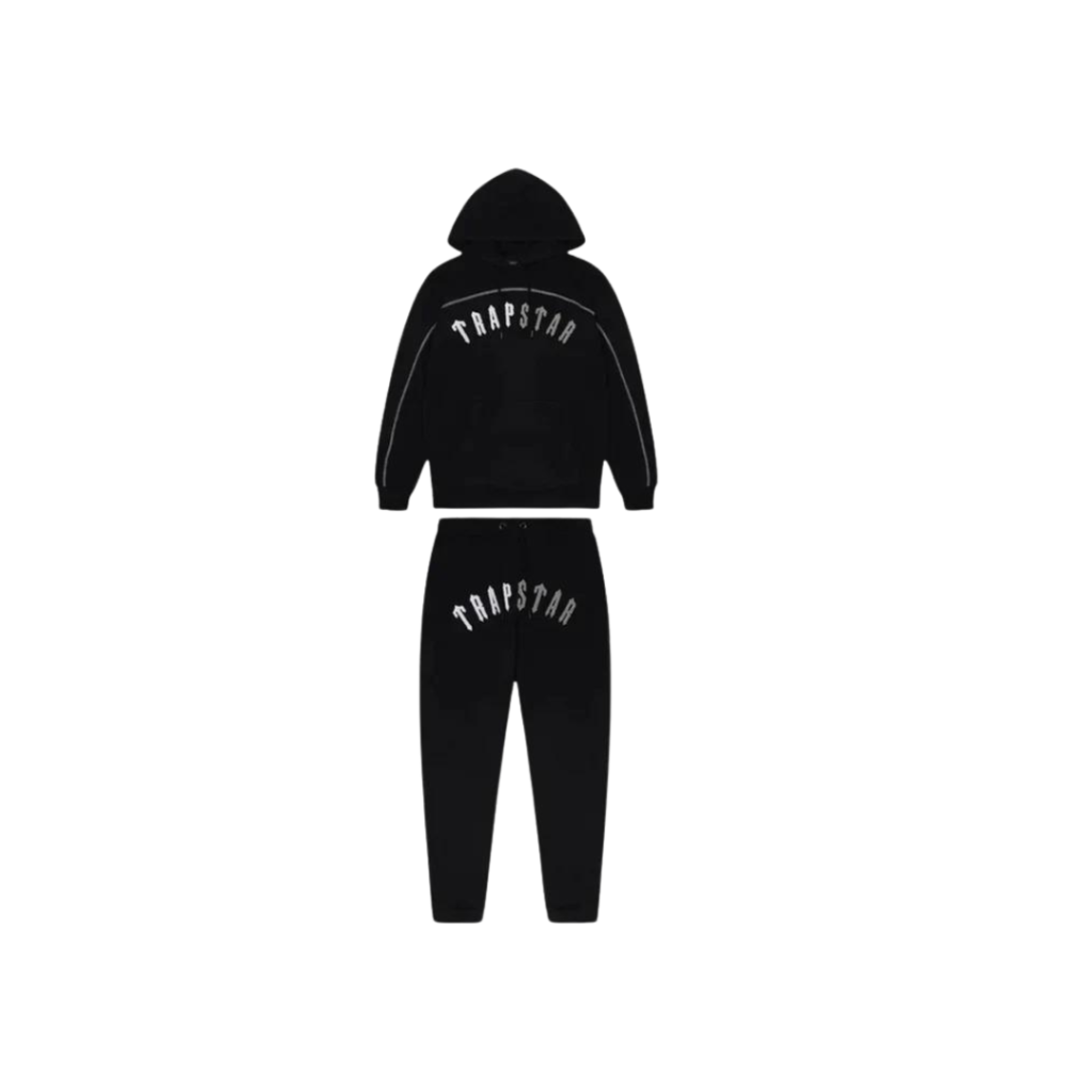Trapstar Irongate Chenille Arch Hooded Tracksuit - Black Monochrome Edition