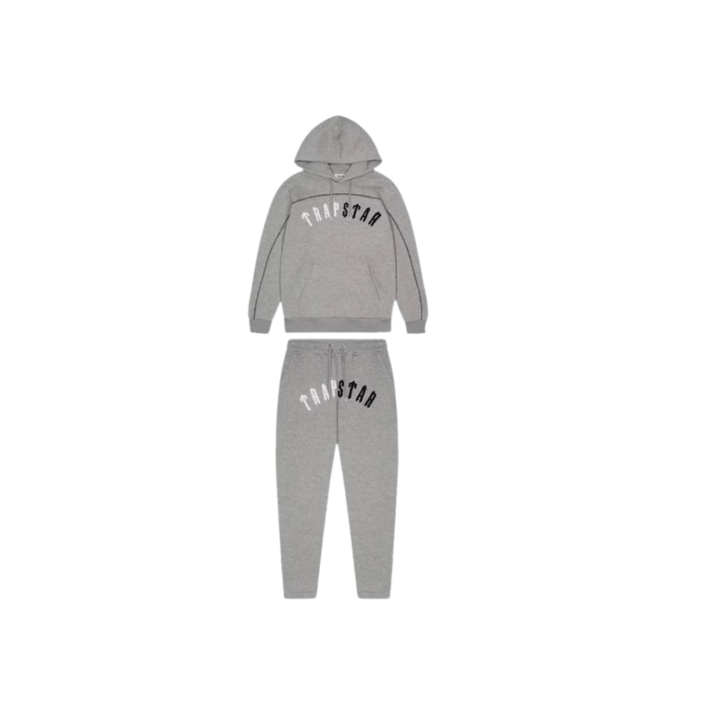 Trapstar Irongate Chenille Arch Hooded Tracksuit - Grey Monochrome Edition