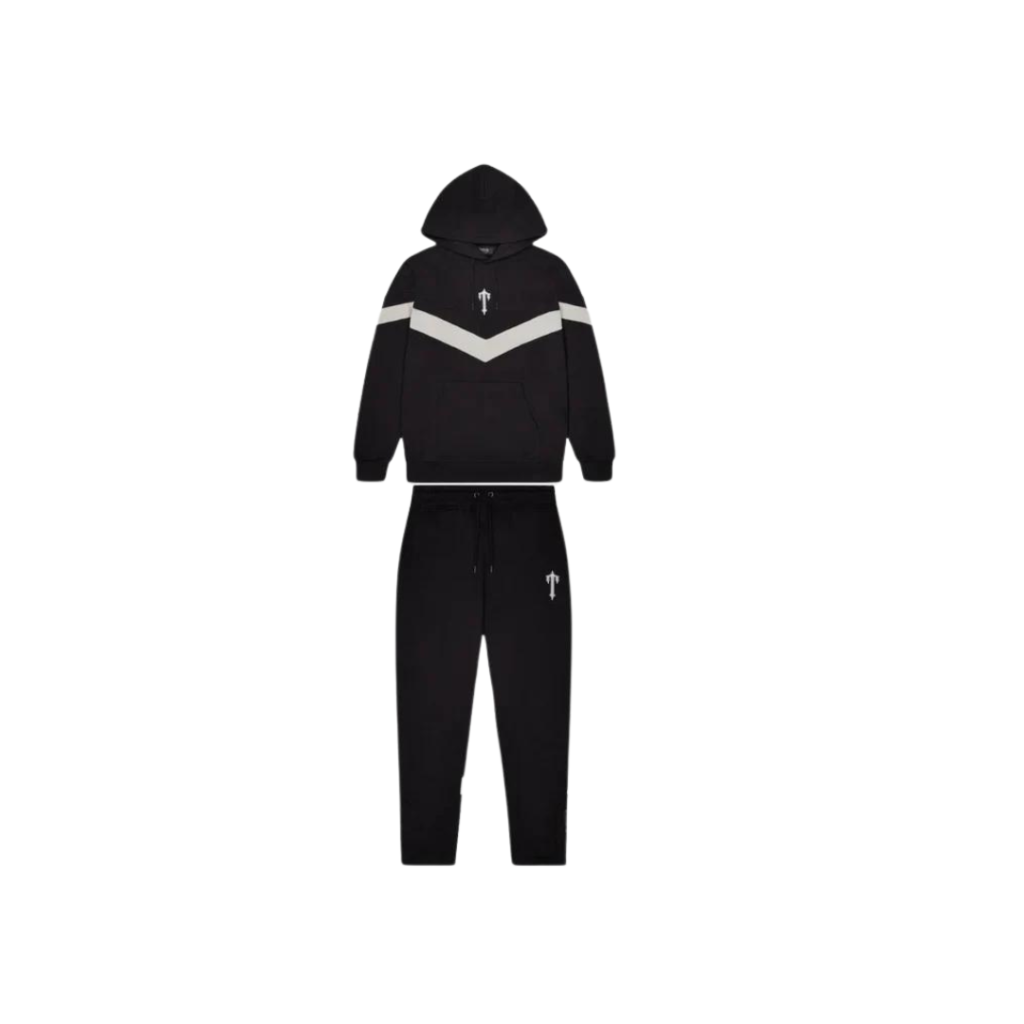 Trapstar V Stripe Hooded Tracksuit - Black Grey