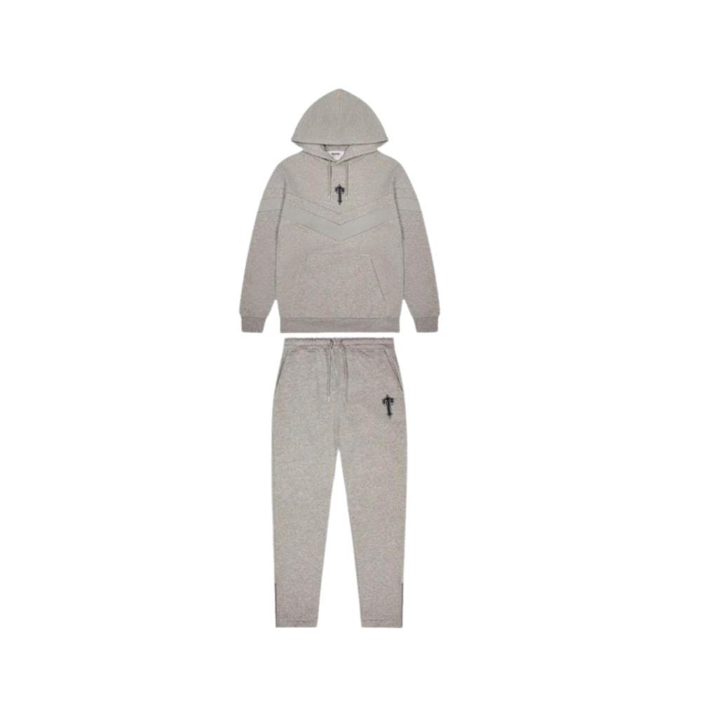 Trapstar V Stripe Hooded Tracksuit - Grey Cashmere Blue