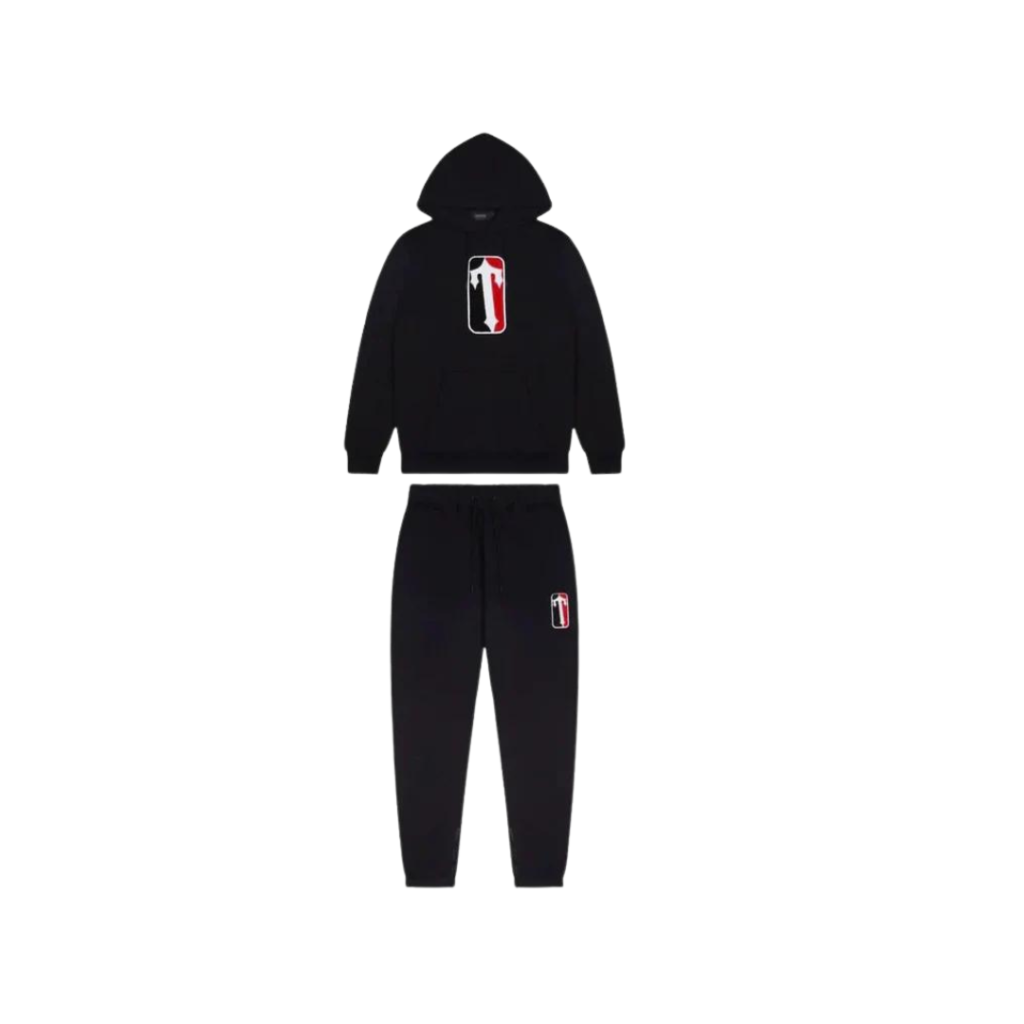 Trapstar Chenille Trap League Hooded Tracksuit - Black Red