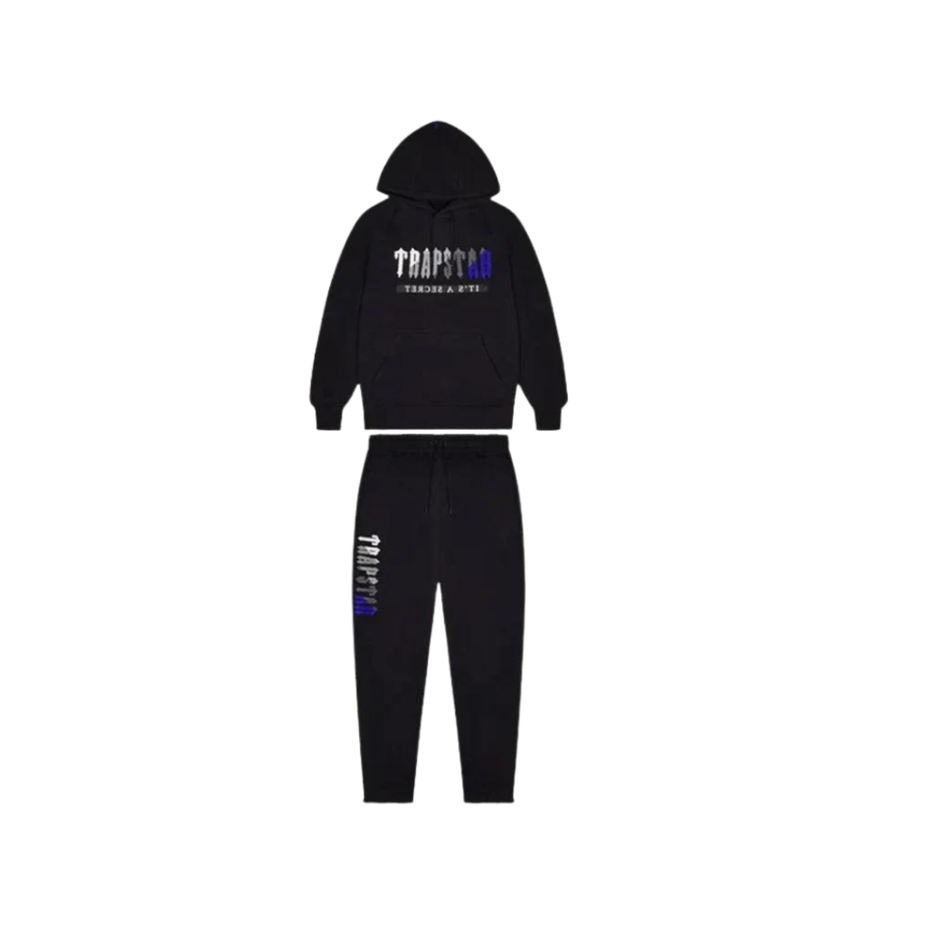 Trapstar Chenille Decoded 2.0 Hooded Tracksuit - Black Dazzling Blue