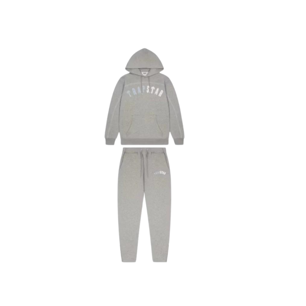 Trapstar Irongate Chenille Arch Hooded Tracksuit - Grey Ice Blue