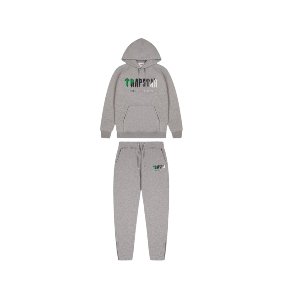 Trapstar Chenille Decoded Hooded Tracksuit - Grey Green