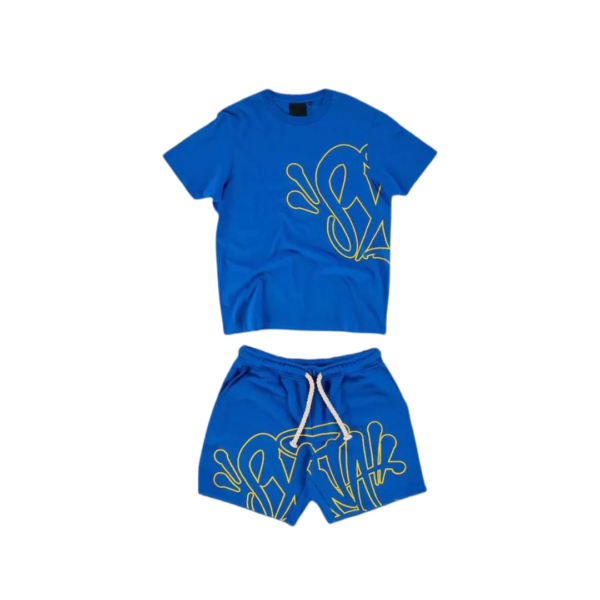 Syna World T-Shirt & Shorts Logo Set - Blue / Yellow