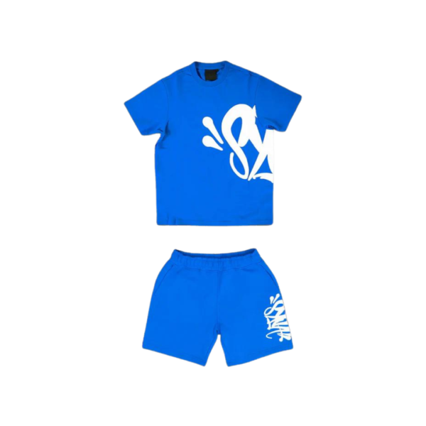 Syna World Team T-Shirt & Shorts Logo Set - Blue / White