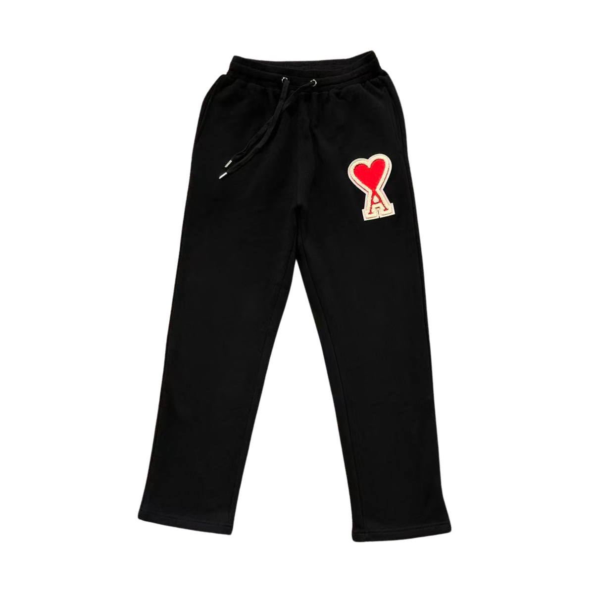 Ami Big Red Heart Sweatpants Black