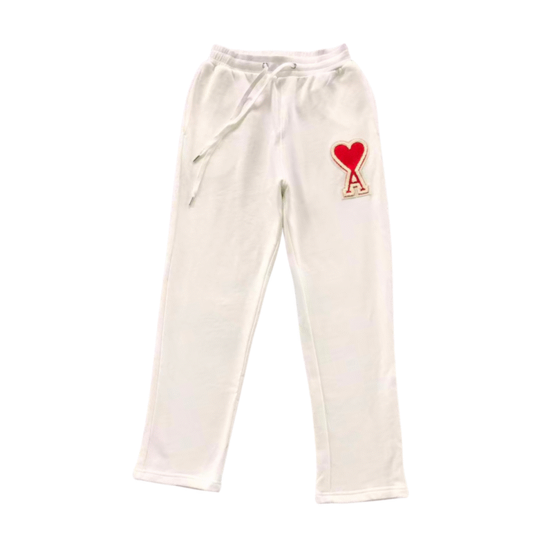 Ami Big Red Heart Sweatpants White