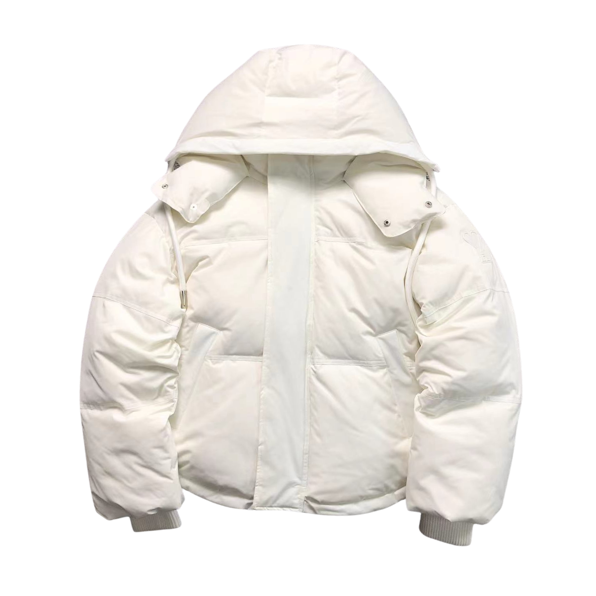 Ami Logo Puffer Jacket White