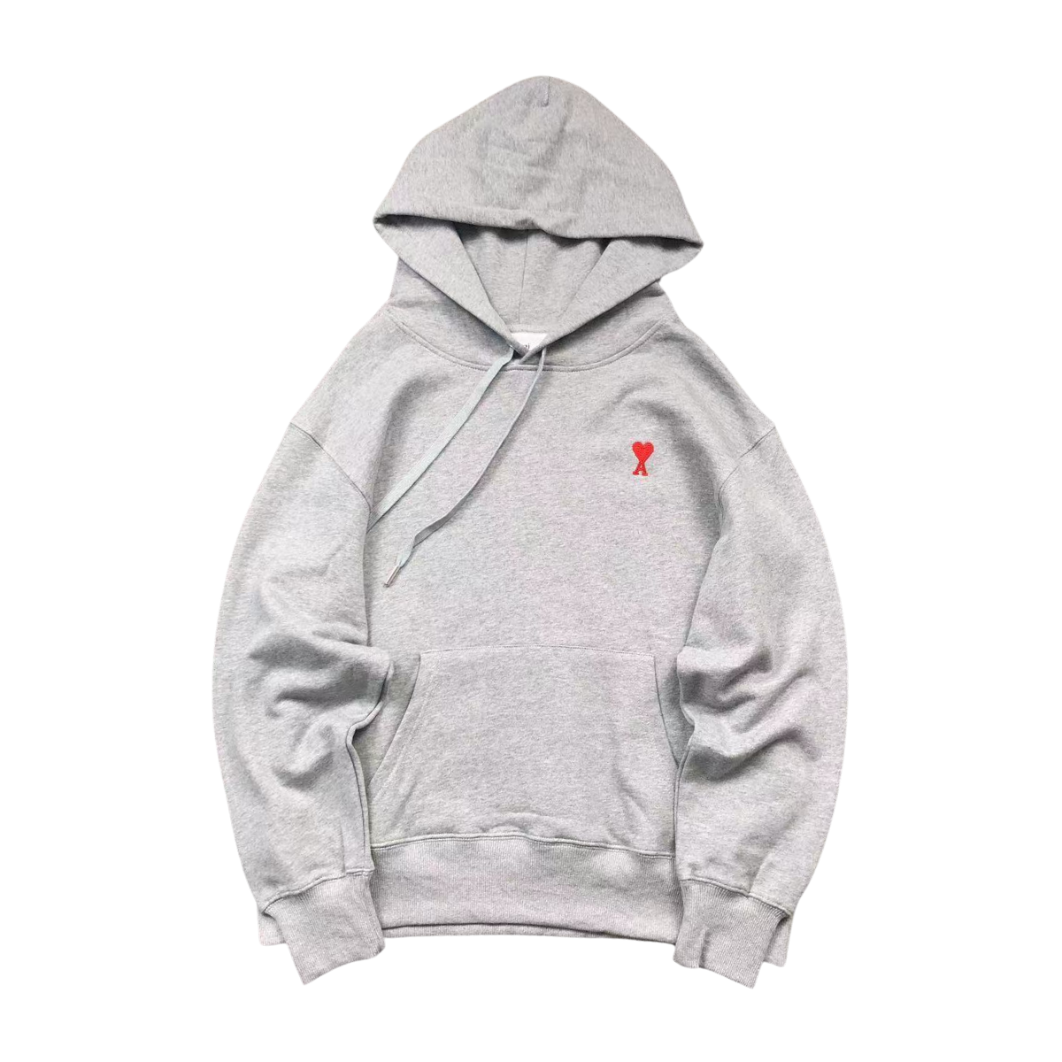 Ami Red Heart Hoodie Grey