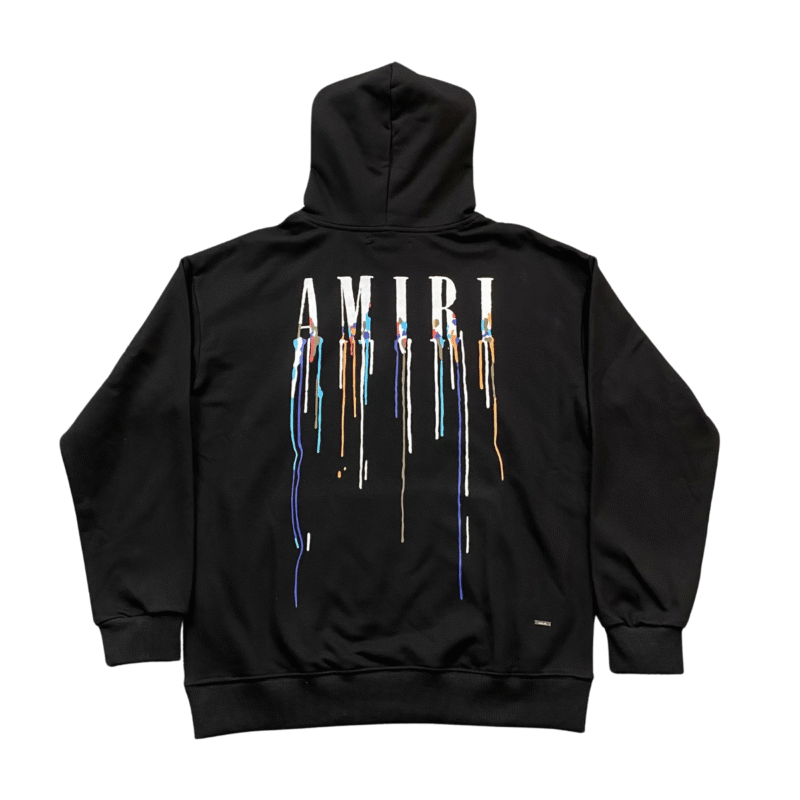Amiri Dripping Logo Hoodie Black