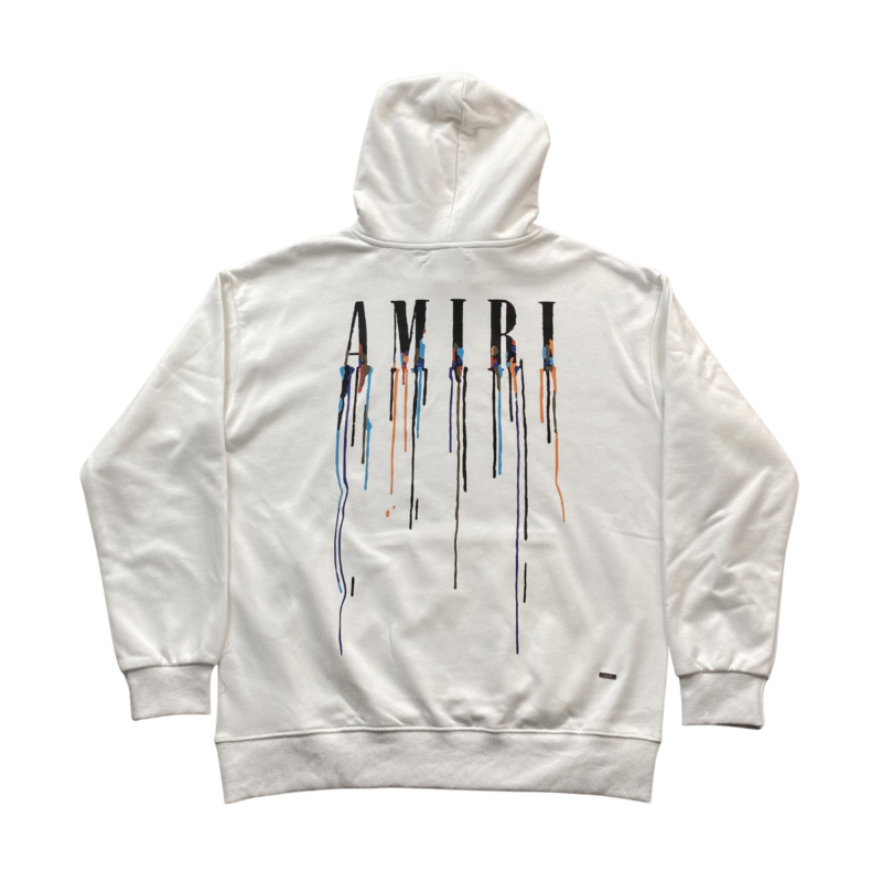 Amiri Dripping Logo Hoodie White