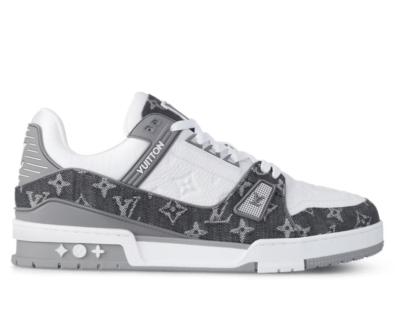 Louis Vuitton Trainer Sneaker Denim White Grey