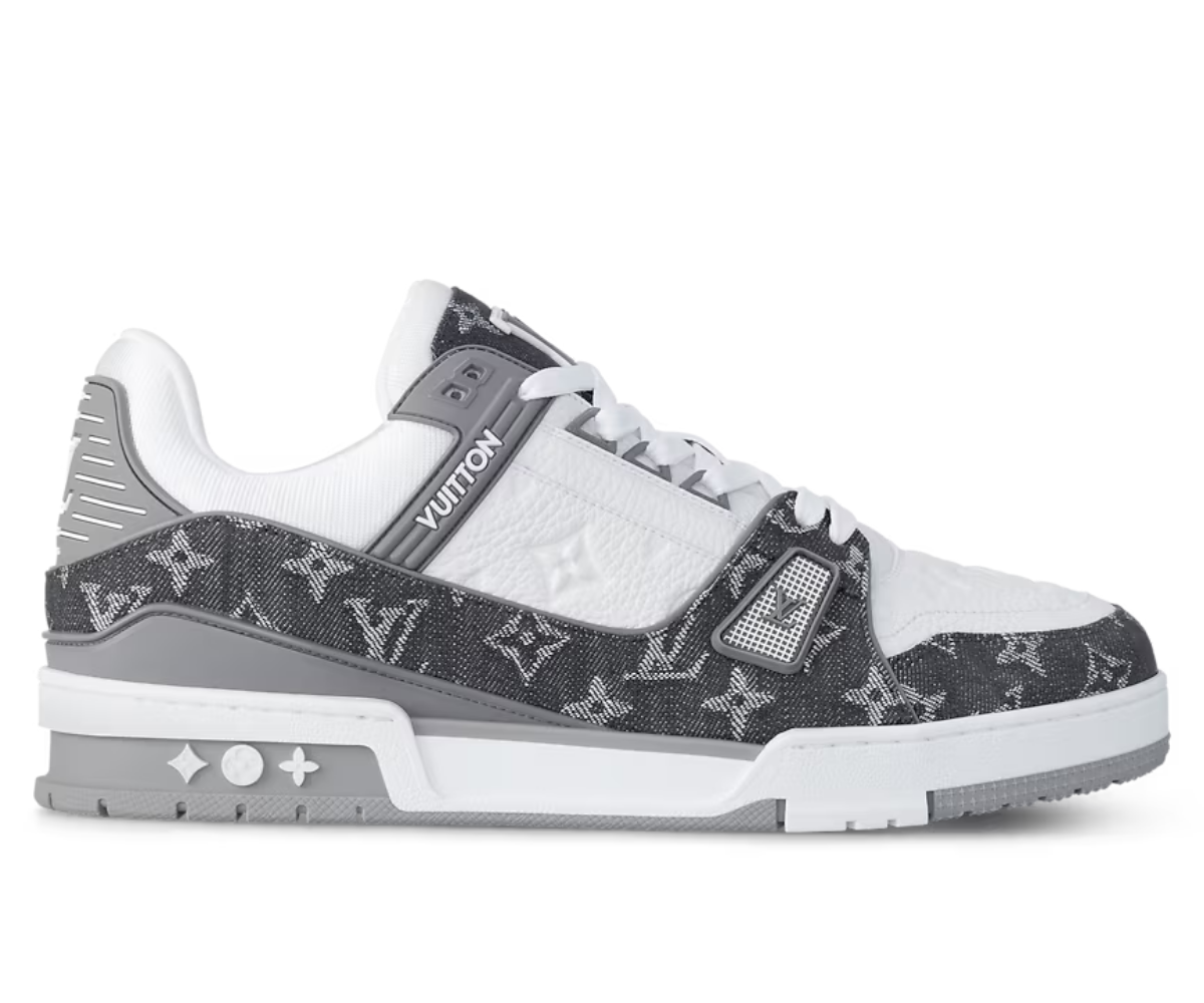 Louis Vuitton Trainer Sneaker Denim White Grey