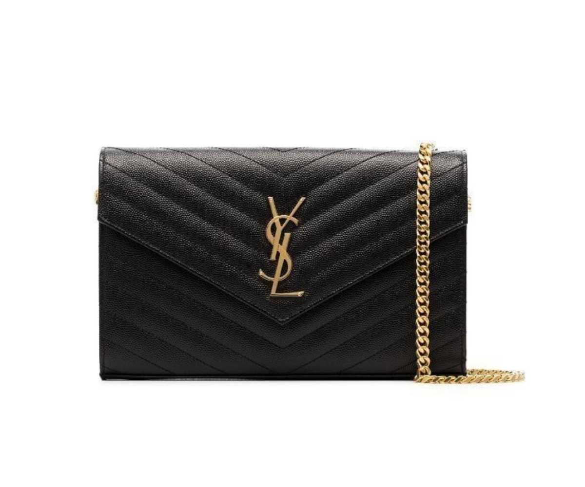 Yves Saint Laurent Chain Wallet Black Gold