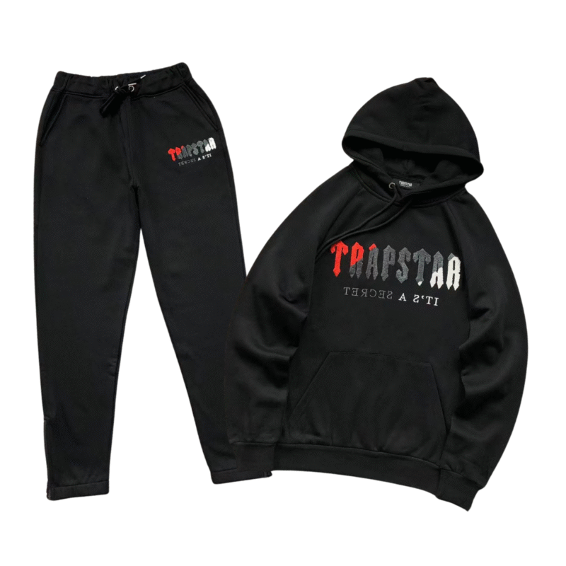 Trapstar Chenille Decoded Tracksuit Black Red
