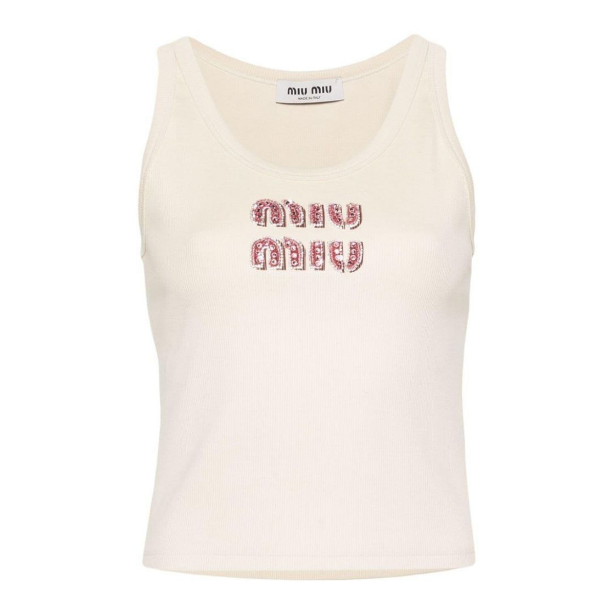 Miu Miu Ribbed Jersey Top Pink