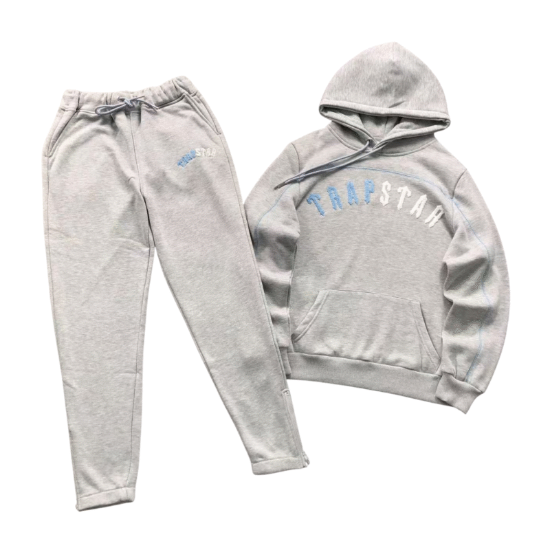 Trapstar Irongate Chenille Arch Tracksuit Grey Ice Blue