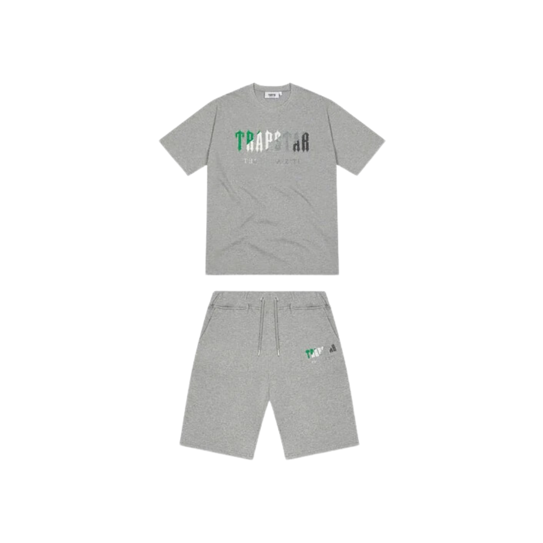 Trapstar Chenille Decoed Short Set - Grey Green