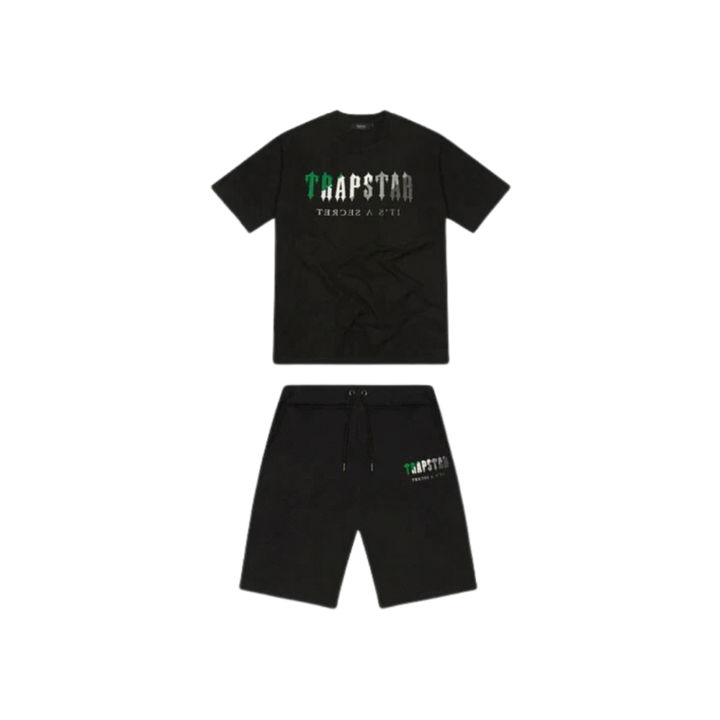Trapstar Chenille Decoed Short Set - Black Green