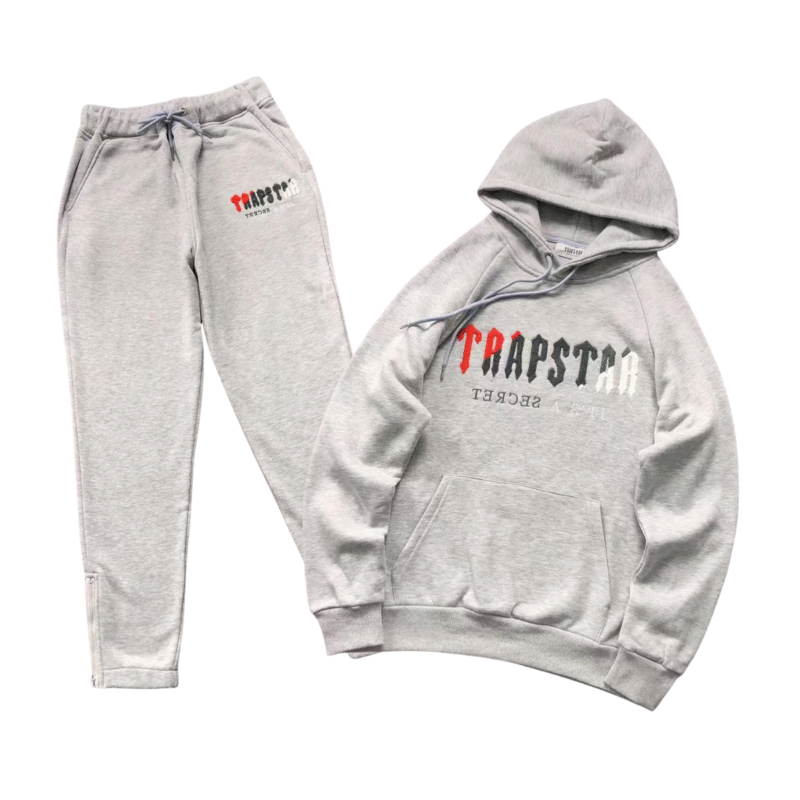 Trapstar Chenille Decoded Tracksuit Grey Red