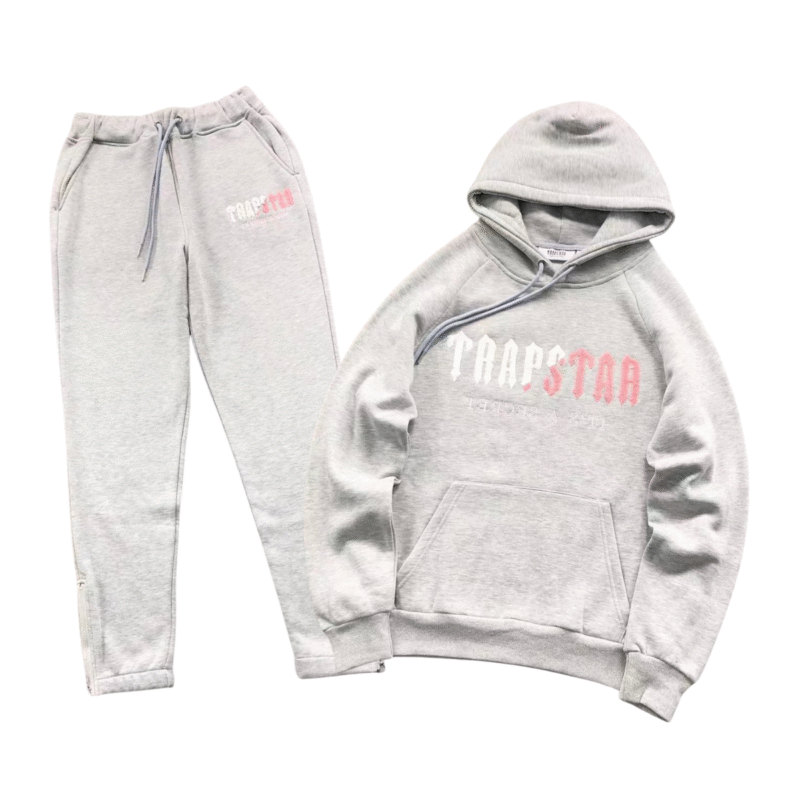 Trapstar Chenille Decoded Tracksuit Grey Pink