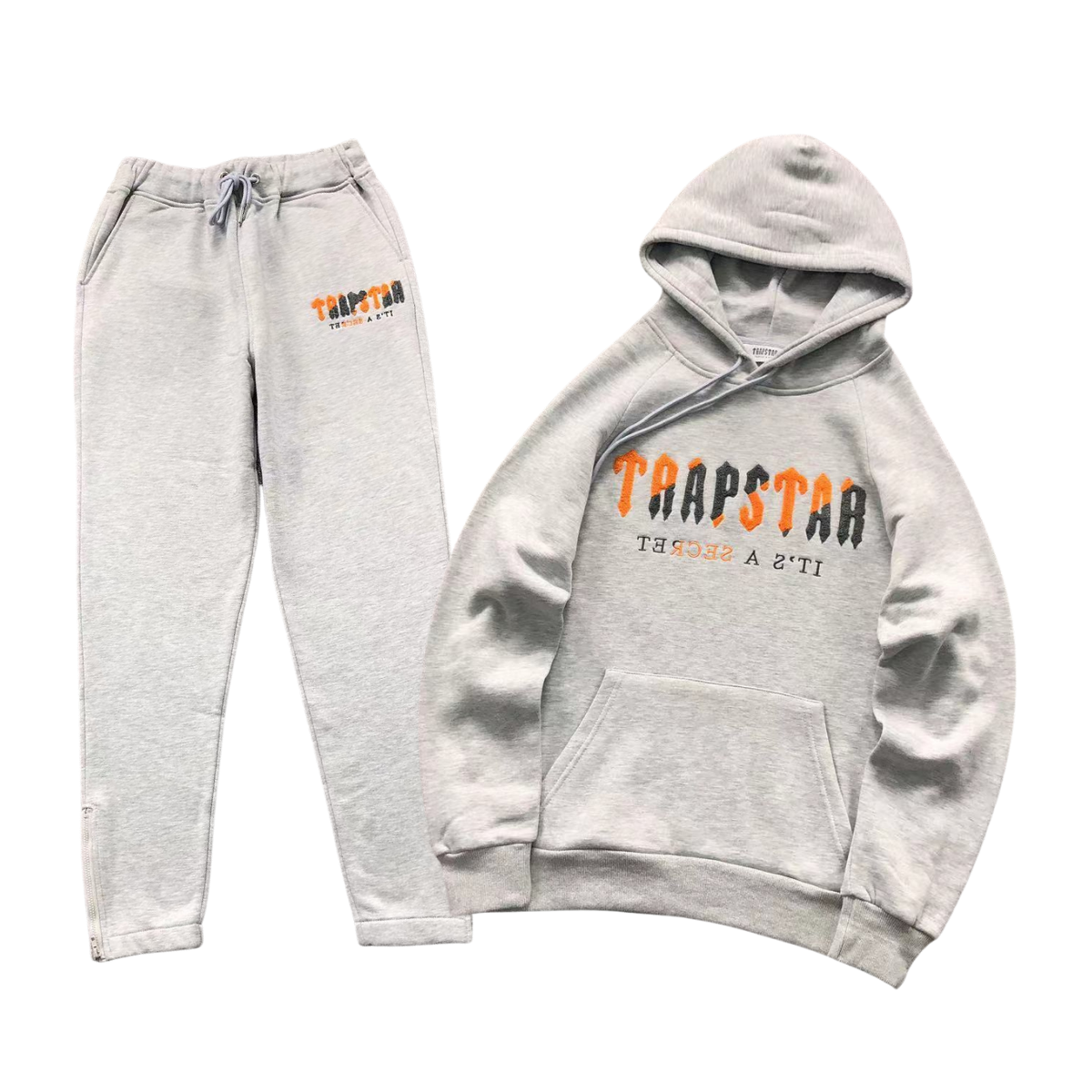 Trapstar Chenille Decoded Tracksuit Grey Orange
