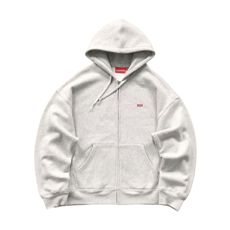 Supreme Small Logo Zip Up Hoodie Grey