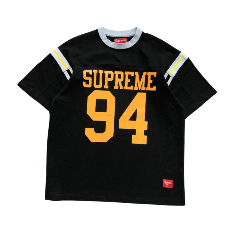 Supreme Jersey Yellow Logo Tshirt Black