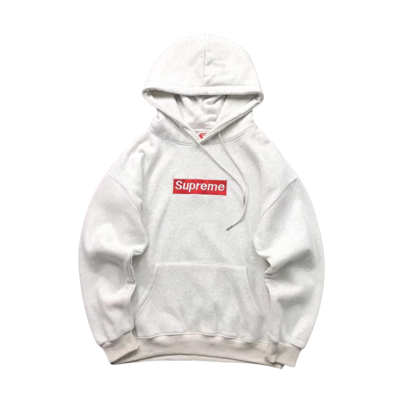 Supreme Logo Hoodie Light Grey