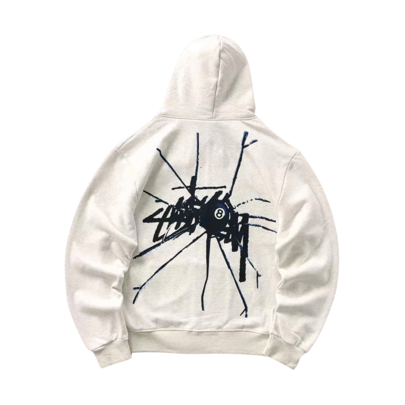 Stussy Logo Zip Up Hoodie White