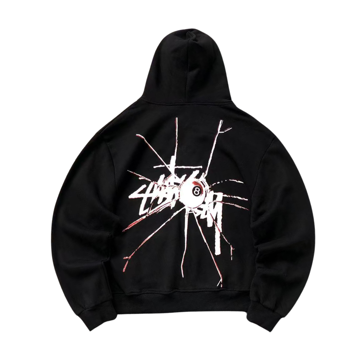 Stussy Logo Zip Up Hoodie Black