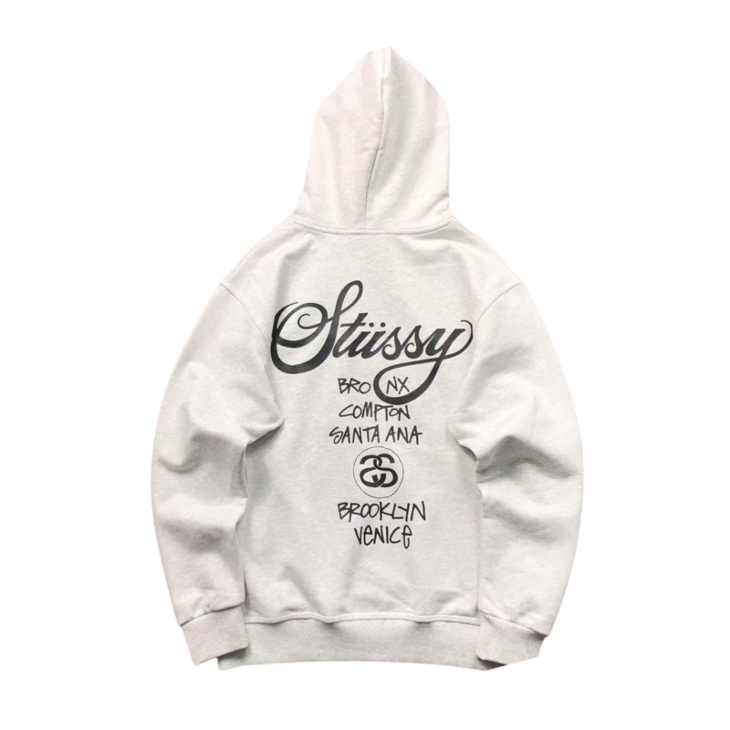 Stussy Logo Hoodie Light Grey