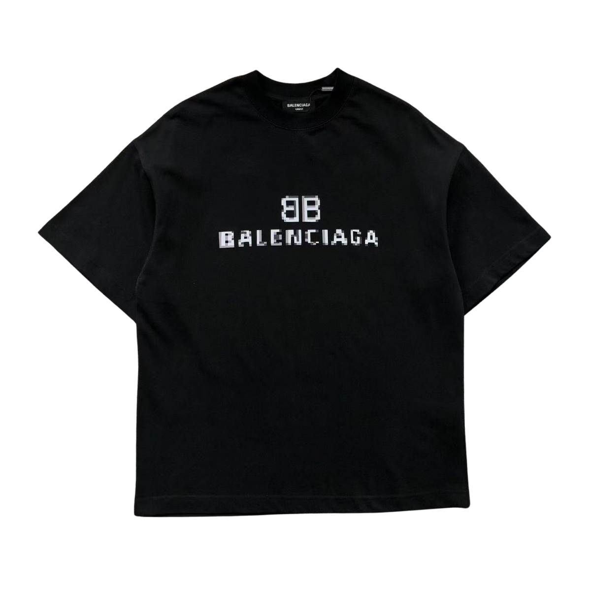 Balenciaga Pixel Logo Tshirt Black