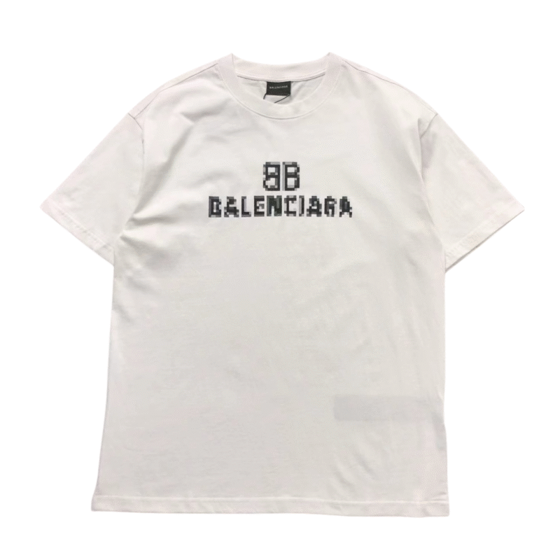 Balenciaga Pixel Logo Tshirt White