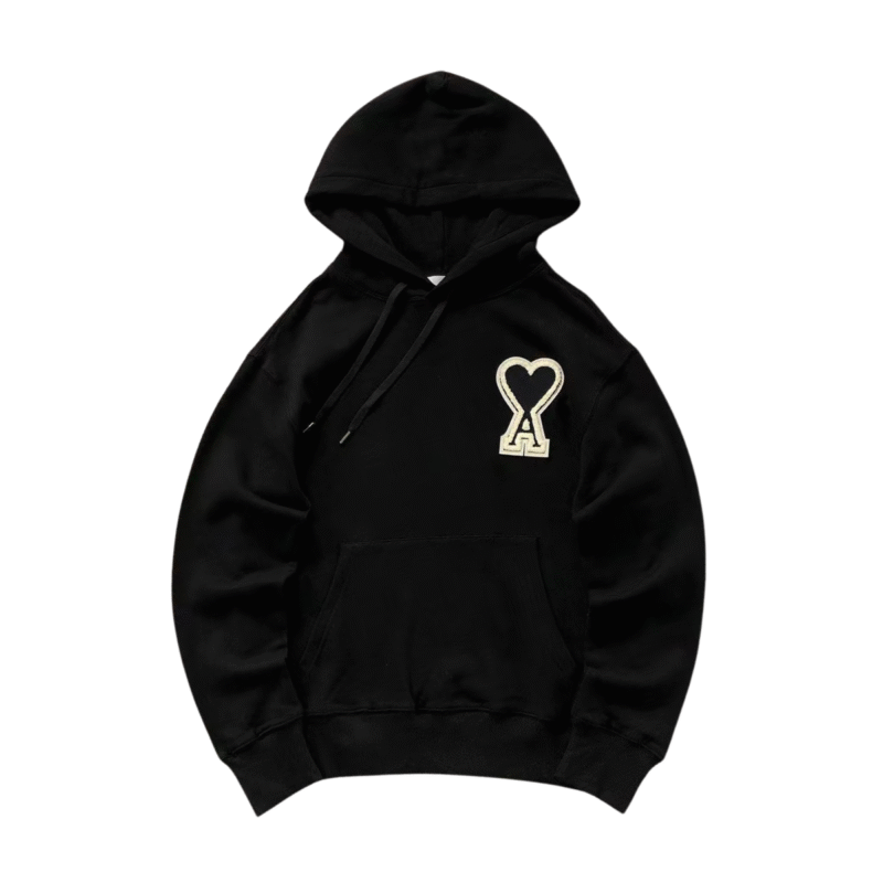 Ami Big Black Heart Hoodie Black