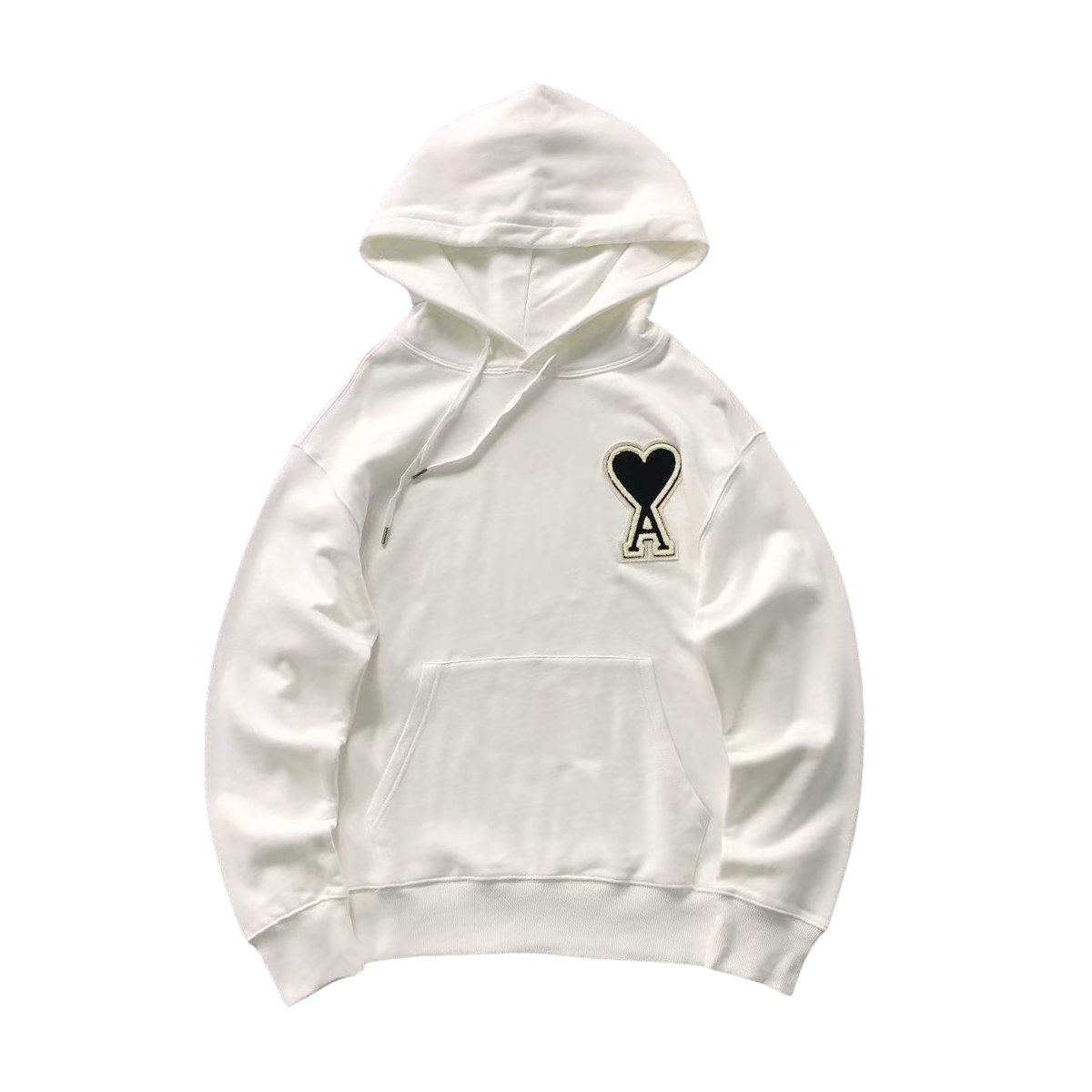 Ami Big Black Heart Hoodie White