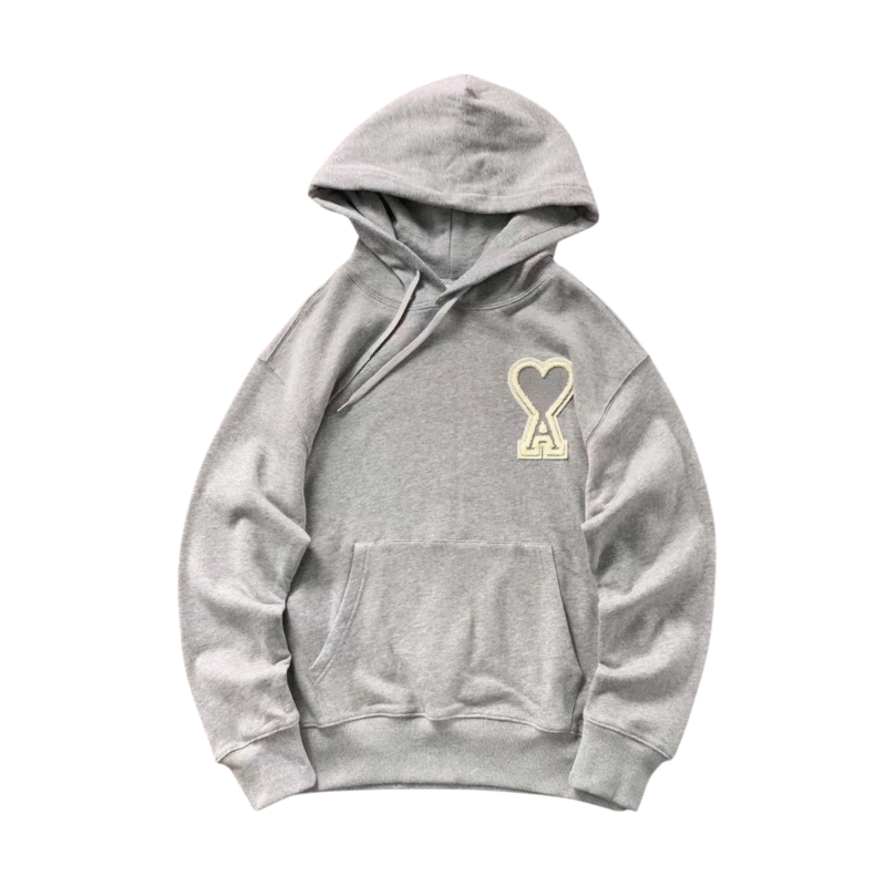Ami Big Grey Heart Hoodie Grey