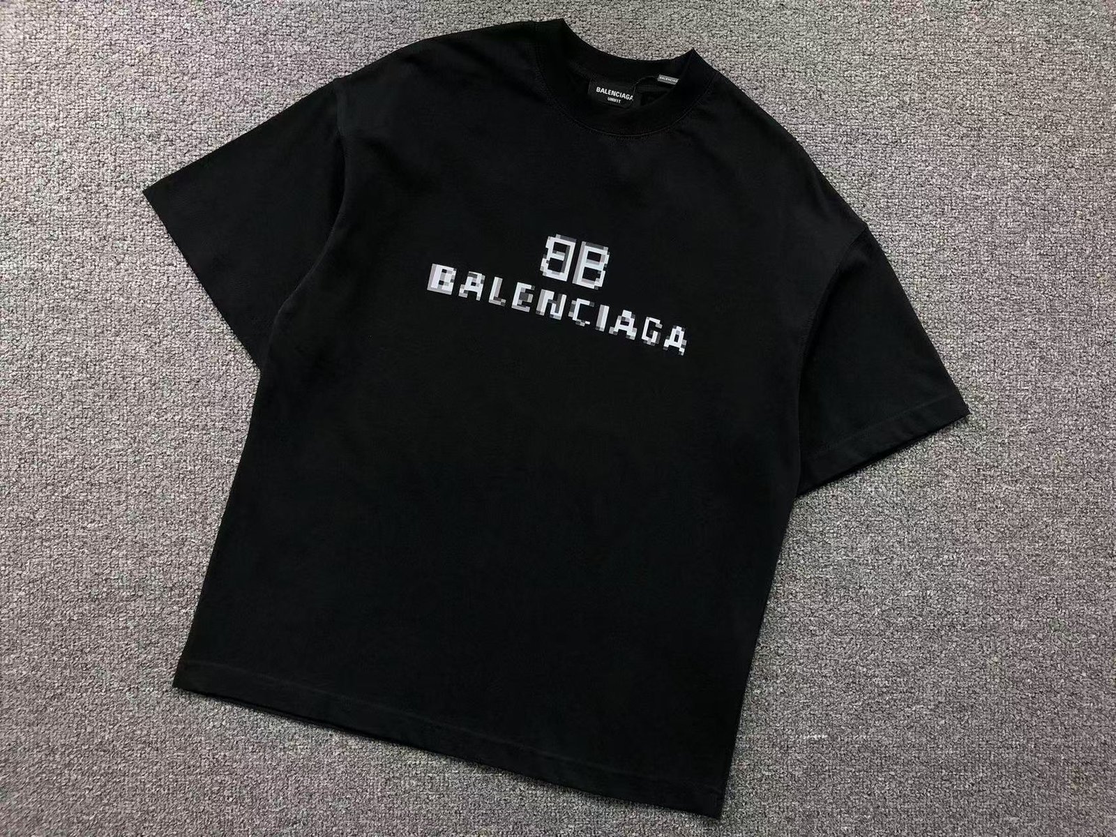 Balenciaga Pixel Logo Tshirt Black - Image 2