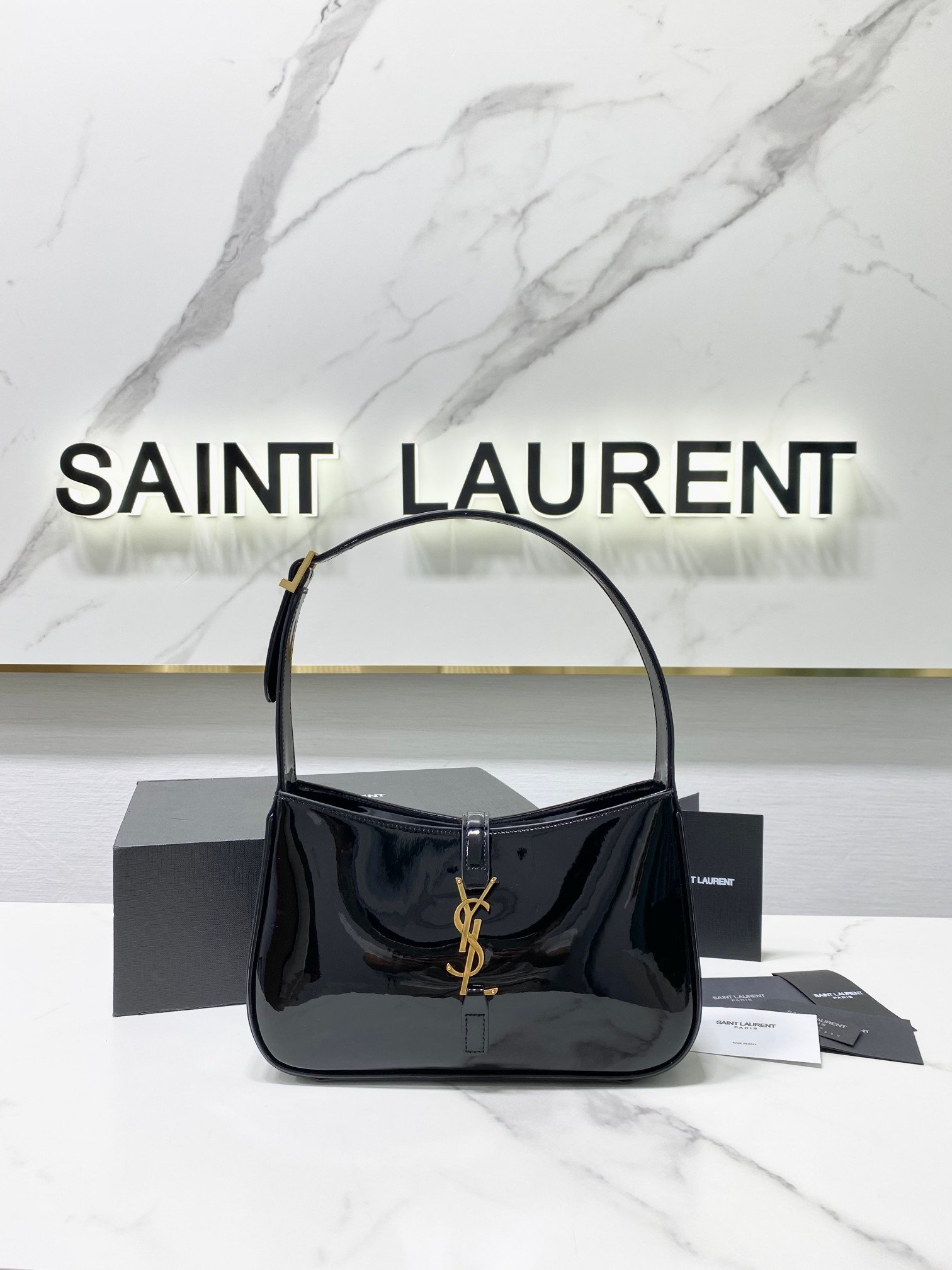 Yves Saint Laurent Le 5 A 7 Bag Shiny Black - Image 2