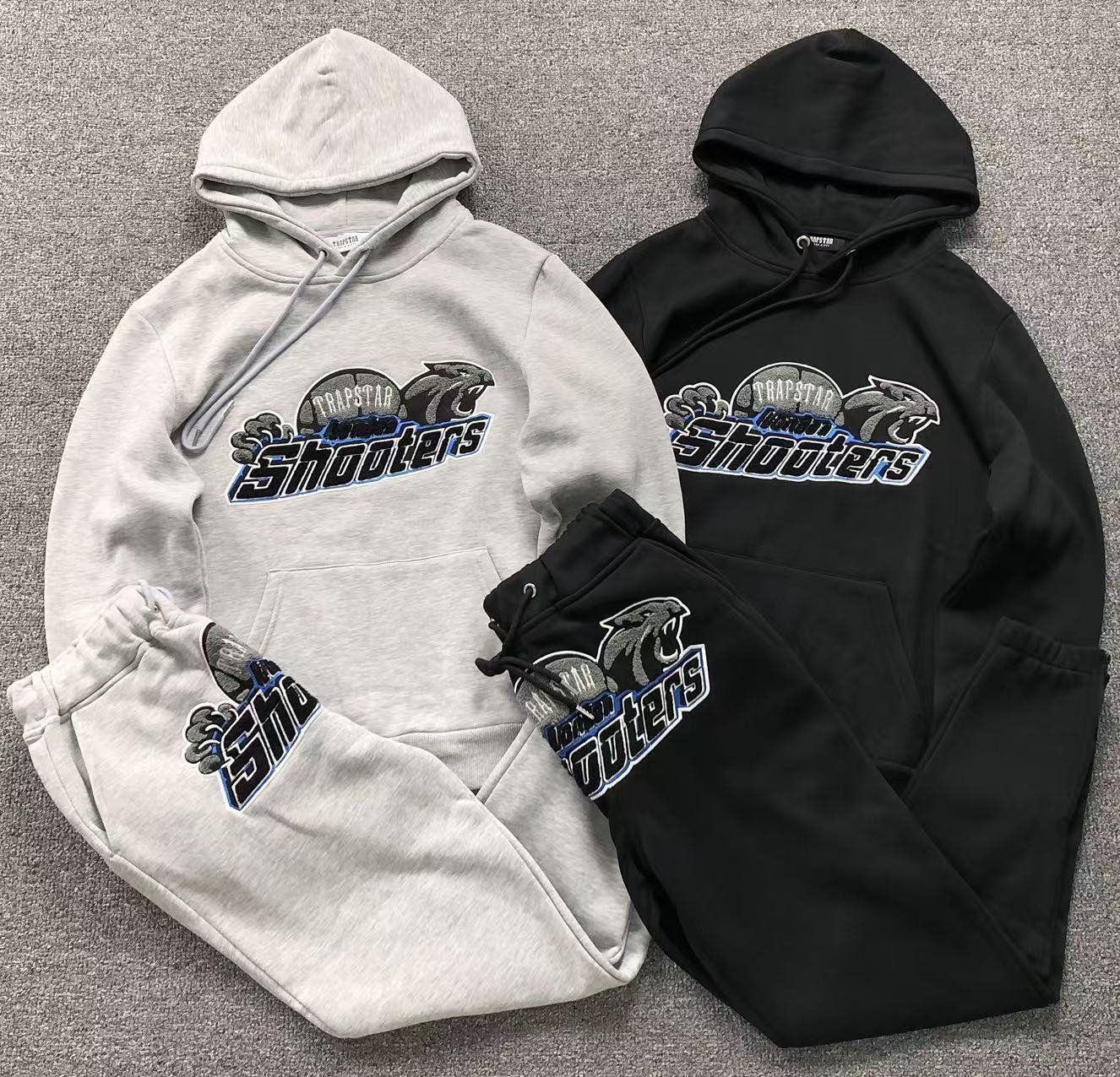 Trapstar Shooters Hooded Tracksuit Black Blue - Image 2