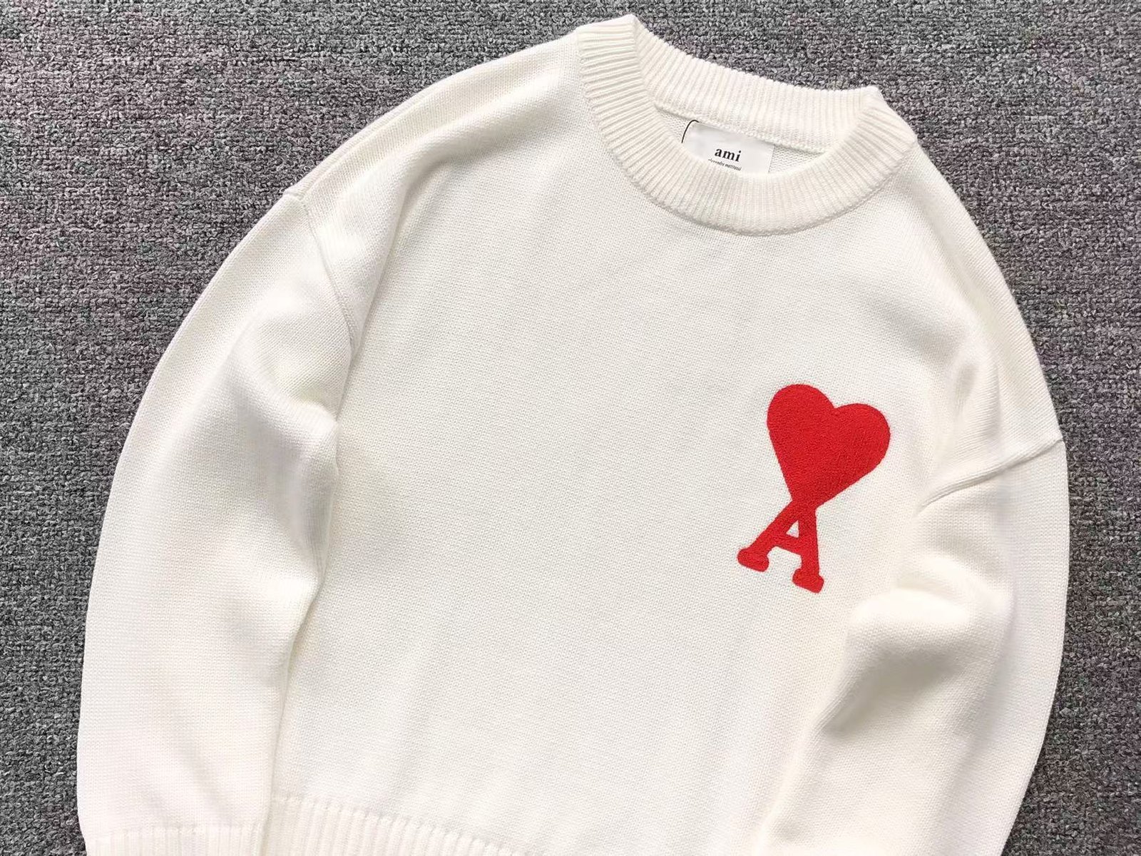 Ami Big Heart Wool Sweater White - Image 2